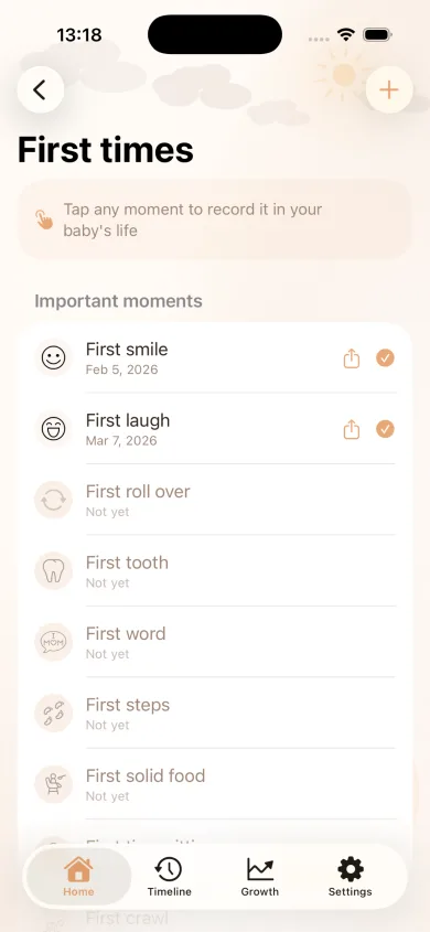 MyBaby first times: first smile, first laugh, first tooth